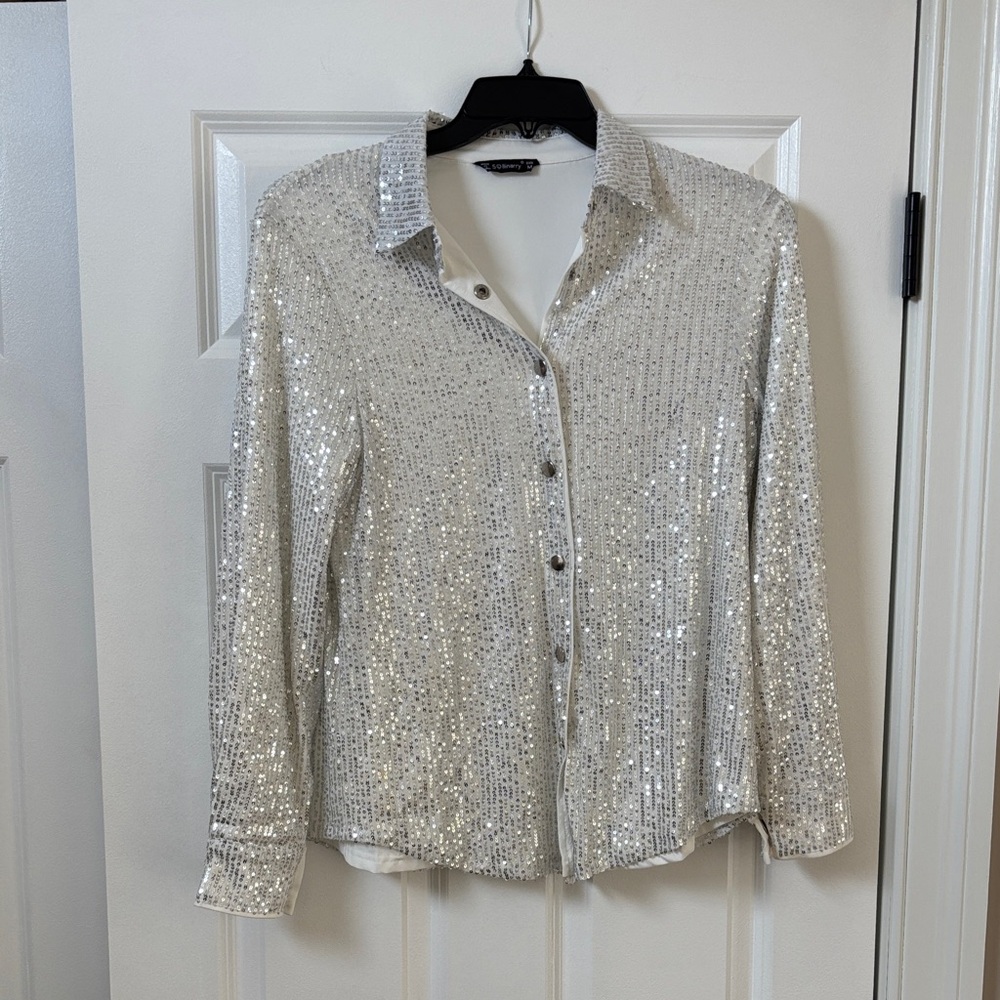 Sequin long sleeve top M